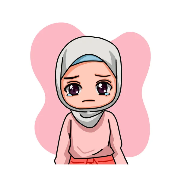 Cute Female Muslim Character Vector Illustration - Stok Vektor