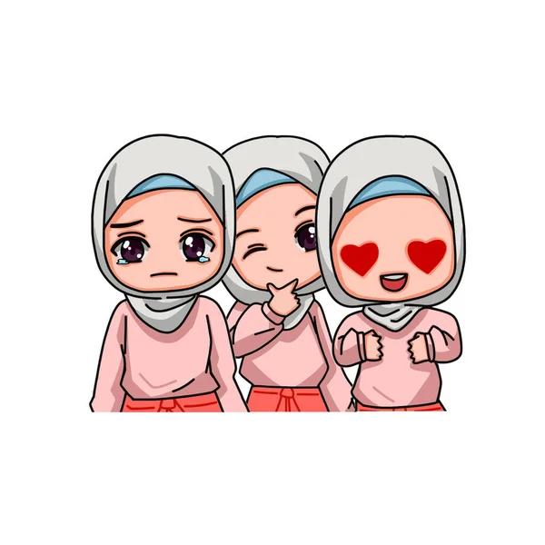 Cute Female Muslim Character Vector Illustration — Stockový vektor