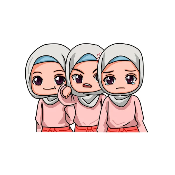 Cute Female Muslim Character Vector Illustration — Image vectorielle