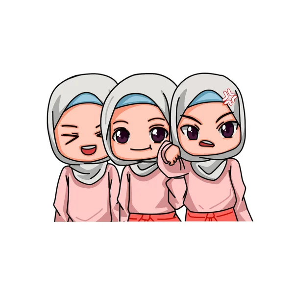 Cute Female Muslim Character Vector Illustration — ストックベクタ