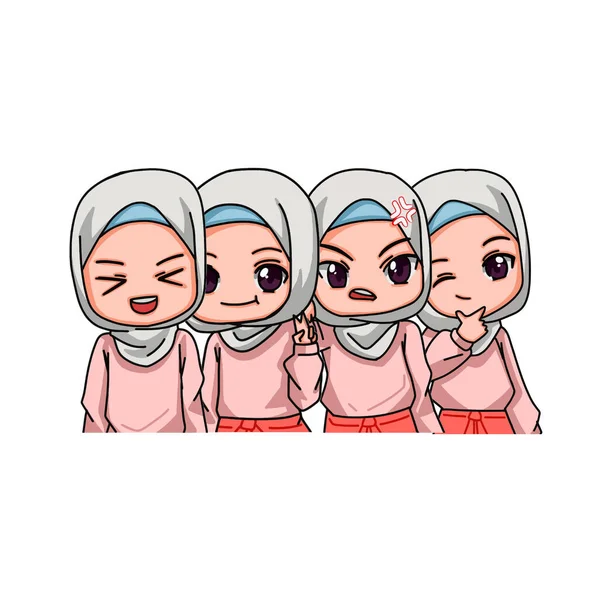 Cute Female Muslim Character Vector Illustration —  Vetores de Stock