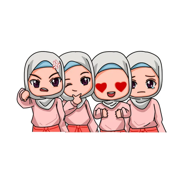 Cute Female Muslim Character Vector Illustration — ストックベクタ