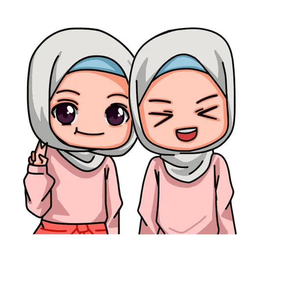 Karakter Muslim Wanita Yang Lucu Ilustrasi Vektor - Stok Vektor