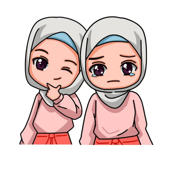 Cute Female Muslim Character Vector Illustration — Vetor de Stock