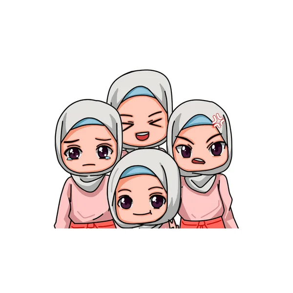 Cute Female Muslim Character Vector Illustration — Stock Vector