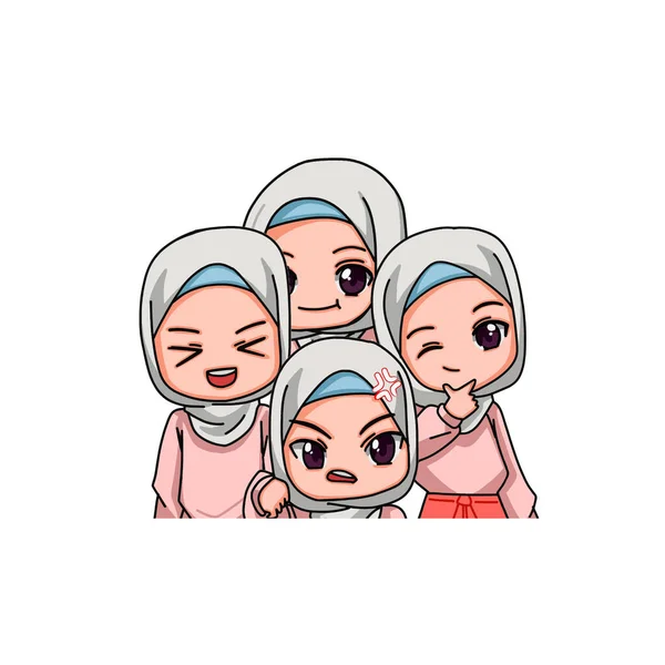 Cute Female Muslim Character Vector Illustration — 스톡 벡터