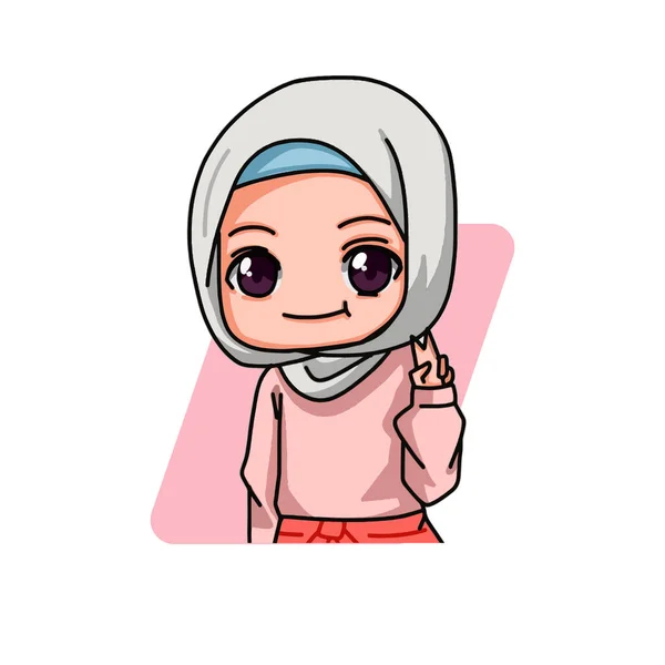 Cute Female Muslim Character Vector Illustration — Archivo Imágenes Vectoriales