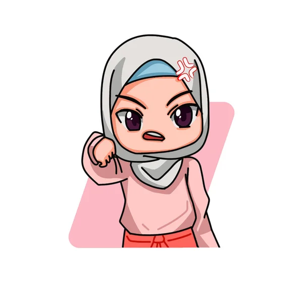 Cute Female Muslim Character Vector Illustration - Stok Vektor