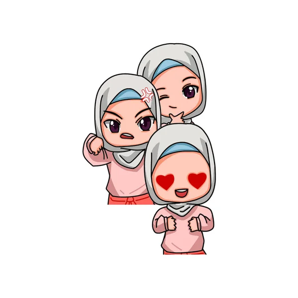 Cute Female Muslim Character Vector Illustration — Image vectorielle
