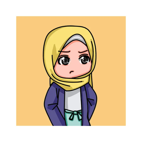Illustration Junger Muslimischer Frauen Mit Hidschab Vektorillustration — Stockvektor