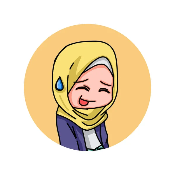 Illustration Young Muslim Women Wearing Hijab Vector Illustration — 스톡 벡터