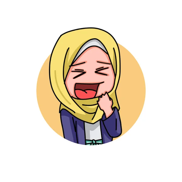 Illustration Young Muslim Women Wearing Hijab Vector Illustration — Vetor de Stock