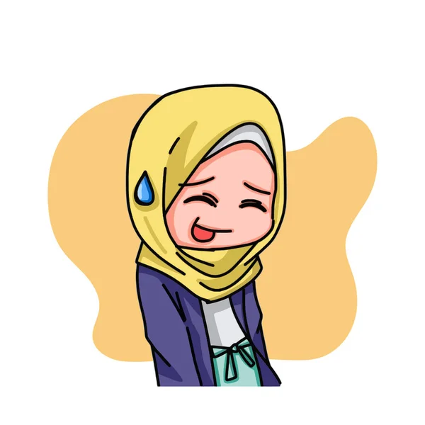 Illustration Young Muslim Women Wearing Hijab Vector Illustration — Vettoriale Stock