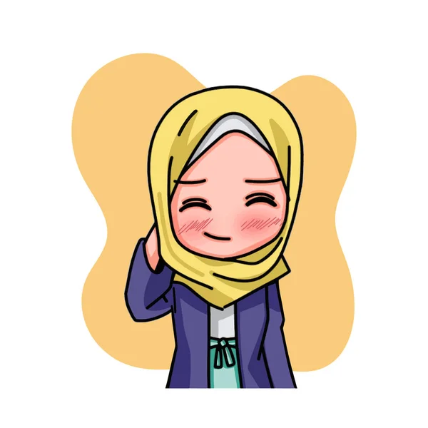 Illustration Young Muslim Women Wearing Hijab Vector Illustration — ストックベクタ