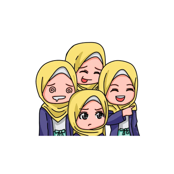 Illustration Young Muslim Women Wearing Hijab Vector Illustration — Stockvektor