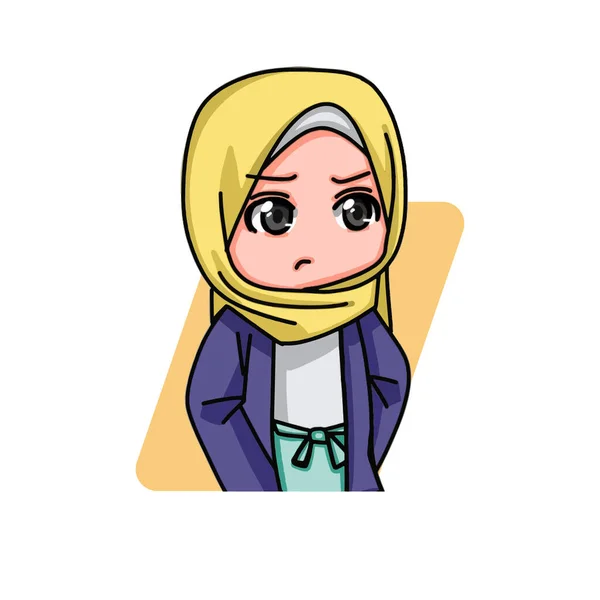 Illustration Young Muslim Women Wearing Hijab Vector Illustration - Stok Vektor