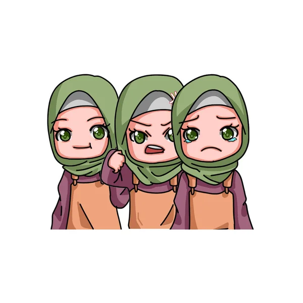 Cute Female Muslim Character Vector Illustration Stock Vektory
