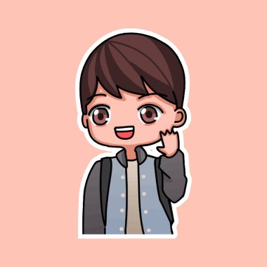 Çizgi film karakteri karakterli çıkartma tasviri izole edilmiş. Vektör