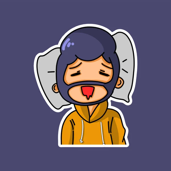 Sticker Template Cartoon Boy Character Isolated Illustration Vector — Stockový vektor