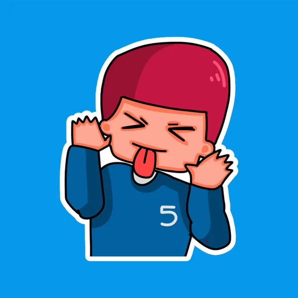 Sticker Template Cartoon Boy Character Isolated Illustration Vector — Stockvector