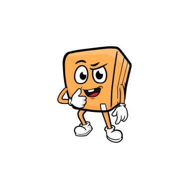 kutu karakteri çizgi film maskotu vektör çizimi