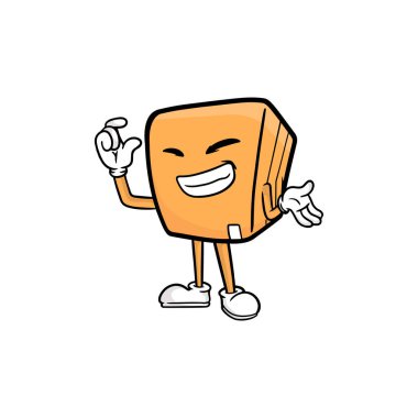 kutu karakteri çizgi film maskotu vektör çizimi