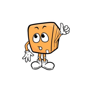 kutu karakteri çizgi film maskotu vektör çizimi