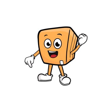 kutu karakteri çizgi film maskotu vektör çizimi