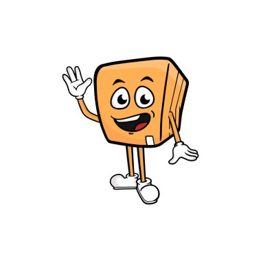 kutu karakteri çizgi film maskotu vektör çizimi