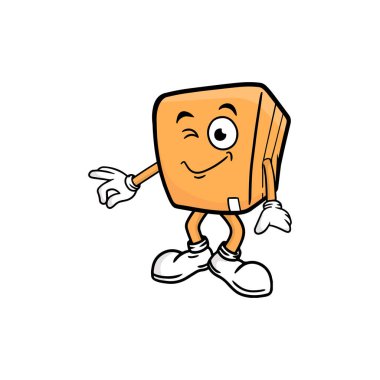 kutu karakteri çizgi film maskotu vektör çizimi