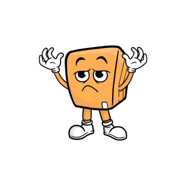 kutu karakteri çizgi film maskotu vektör çizimi