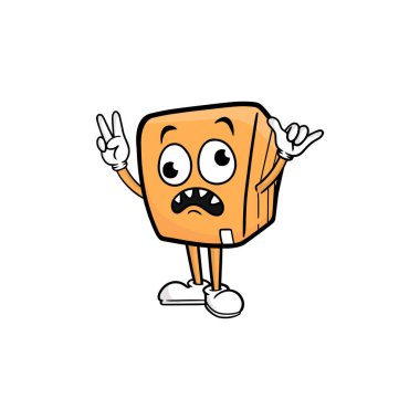 kutu karakteri çizgi film maskotu vektör çizimi