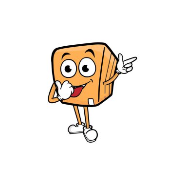 kutu karakteri çizgi film maskotu vektör çizimi