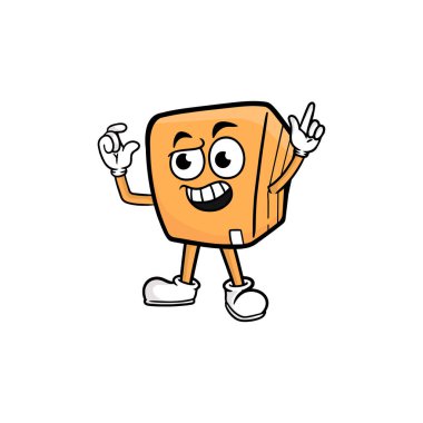 kutu karakteri çizgi film maskotu vektör çizimi