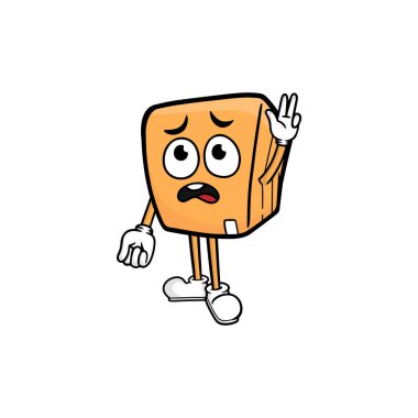 kutu karakteri çizgi film maskotu vektör çizimi