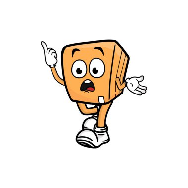 kutu karakteri çizgi film maskotu vektör çizimi