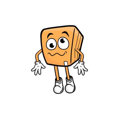 kutu karakteri çizgi film maskotu vektör çizimi