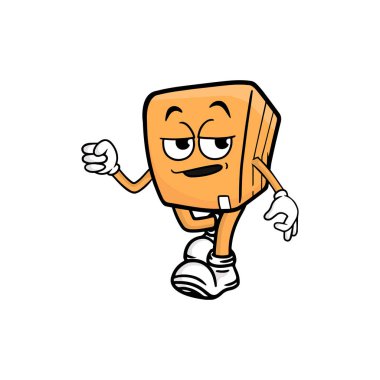 kutu karakteri çizgi film maskotu vektör çizimi