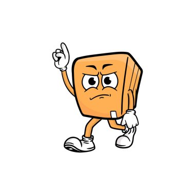 kutu karakteri çizgi film maskotu vektör çizimi