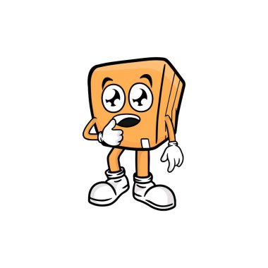 kutu karakteri çizgi film maskotu vektör çizimi