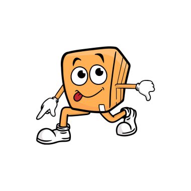 kutu karakteri çizgi film maskotu vektör çizimi