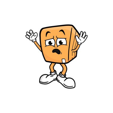 kutu karakteri çizgi film maskotu vektör çizimi