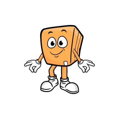 kutu karakteri çizgi film maskotu vektör çizimi