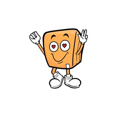 kutu karakteri çizgi film maskotu vektör çizimi