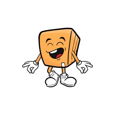 kutu karakteri çizgi film maskotu vektör çizimi