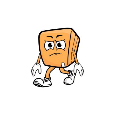 kutu karakteri çizgi film maskotu vektör çizimi