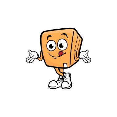 kutu karakteri çizgi film maskotu vektör çizimi