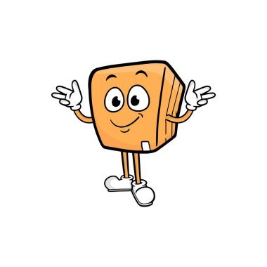 kutu karakteri çizgi film maskotu vektör çizimi