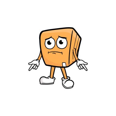 kutu karakteri çizgi film maskotu vektör çizimi