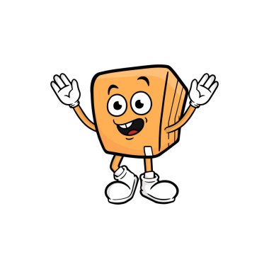 kutu karakteri çizgi film maskotu vektör çizimi